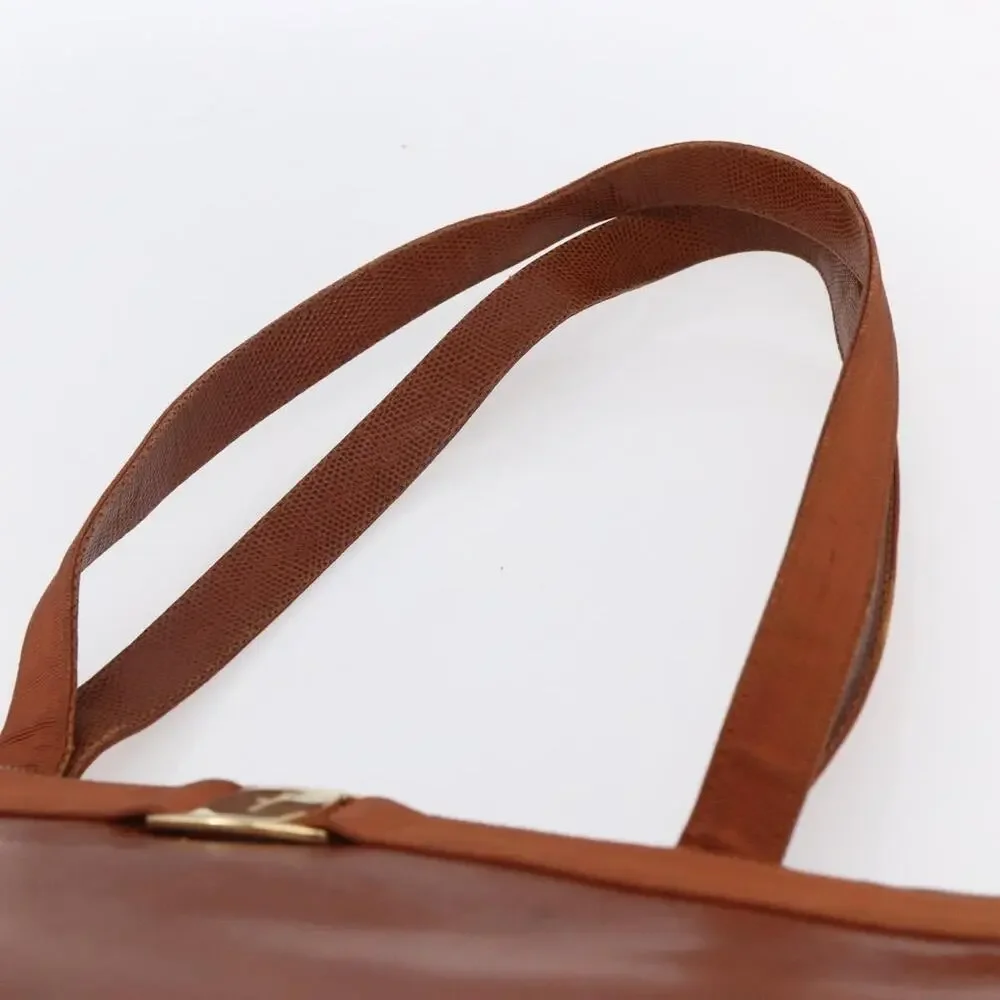Salvatore Ferragamo Leather Embossing Vara Tote Bag Brown